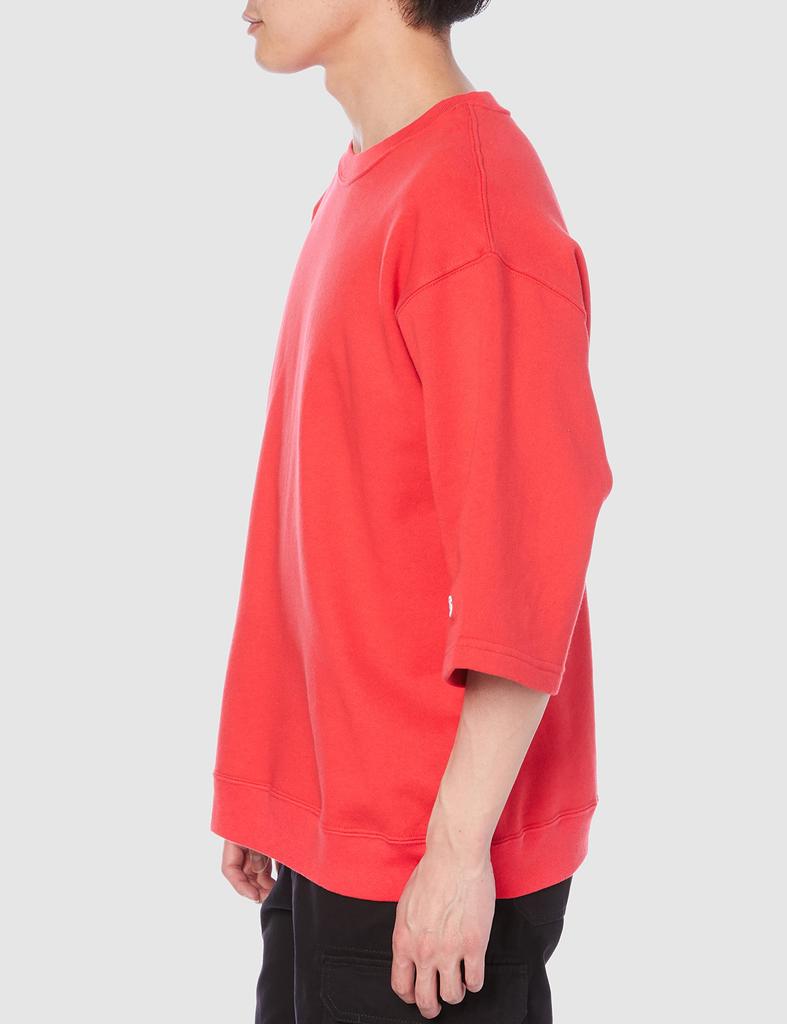Champion Crew Neck Loose Made in Size Men's Half-Sleeve Sweatshirt, 9oz, Fleece-Lined, Fit, Oversized, USA, Scarlet, M, C5-V002