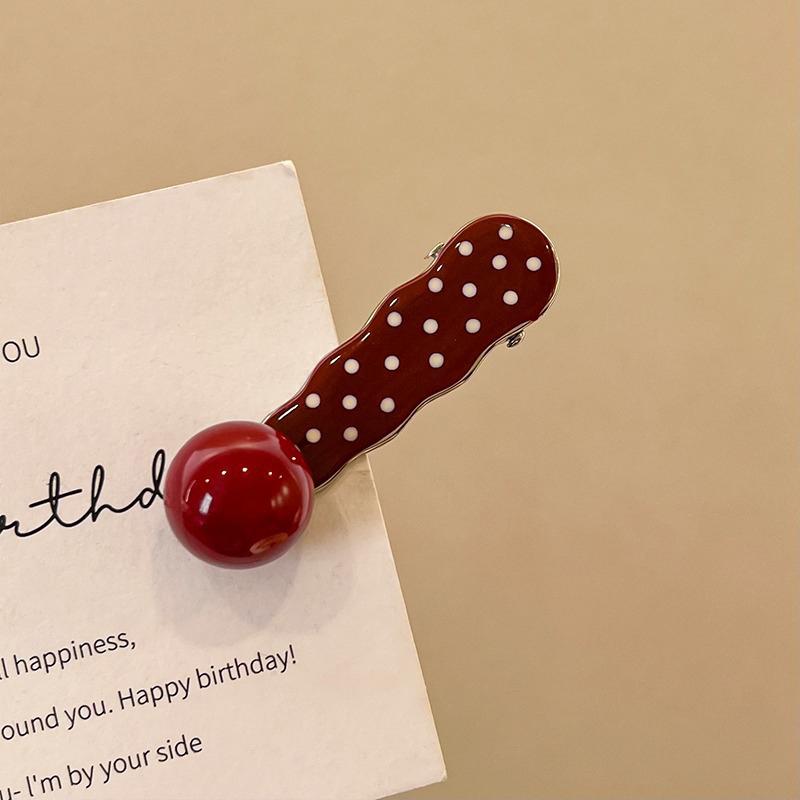 Retro Red Polka Hair Clips Dot Bangs Clips Minimalist Broken Hair Duckbill Clips Temperament Hair Ornaments