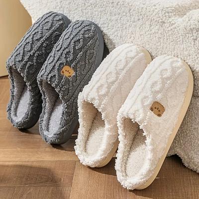 Pantofole in cotone per donna in autunno e inverno 2024, nuove pantofole in filato antiscivolo per la casa da interno e per la casa