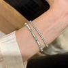 silver  Vintage simple style sunflower Brushed bracelet for women inlay diamonds light luxury bangles wedding  gift