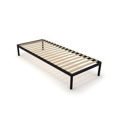 Bed Frame BED ALU 80x200 Metal Wooden Slats Modern BLACK