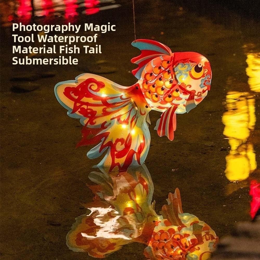 Glowing Paper Lamp Kit Handmade Mid Autumn Craft Luminous Hanging Decor Goldfish Lantern DIY  Kids