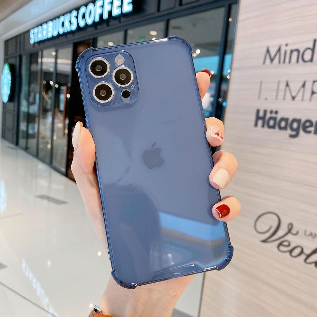 Applicable To iPhone14 Four-corner Anti-drop Fluorescent Case Creative Color Transparent Solid Color Anti-drop Mobile Phone Case Apple 15PROMAX