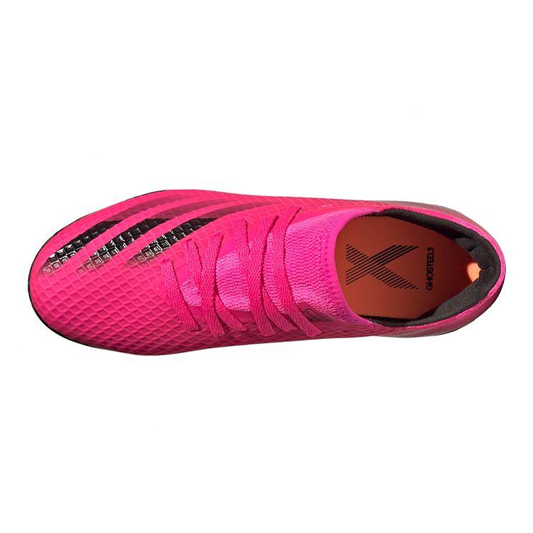 Adidas X Ghosted .3 Mg Impact Resistant Mid-Range Round Toe Lace-Up Durable Low-Top Kids Soccer Shoes Kids Soccer Shoes Pink Black FY1093