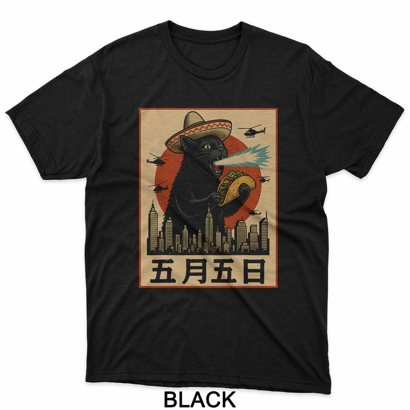 

Sombrero Kaiju Cat Taco Funny Cinco de Mayo Retro Pop Art T-Shirt S