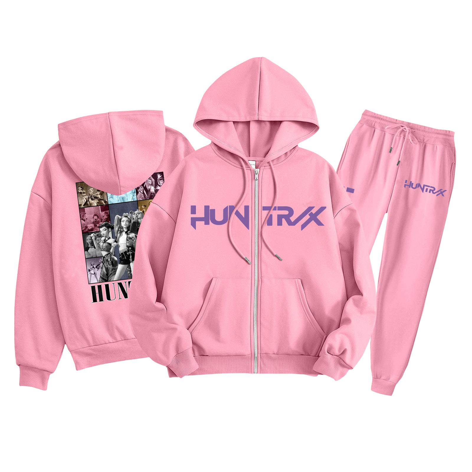 

Детская мода Толстовка с длинным рукавом, на молнии, с капюшоном, спортивные штаны с принтом, комплект толстовки с карманами 130 розовый