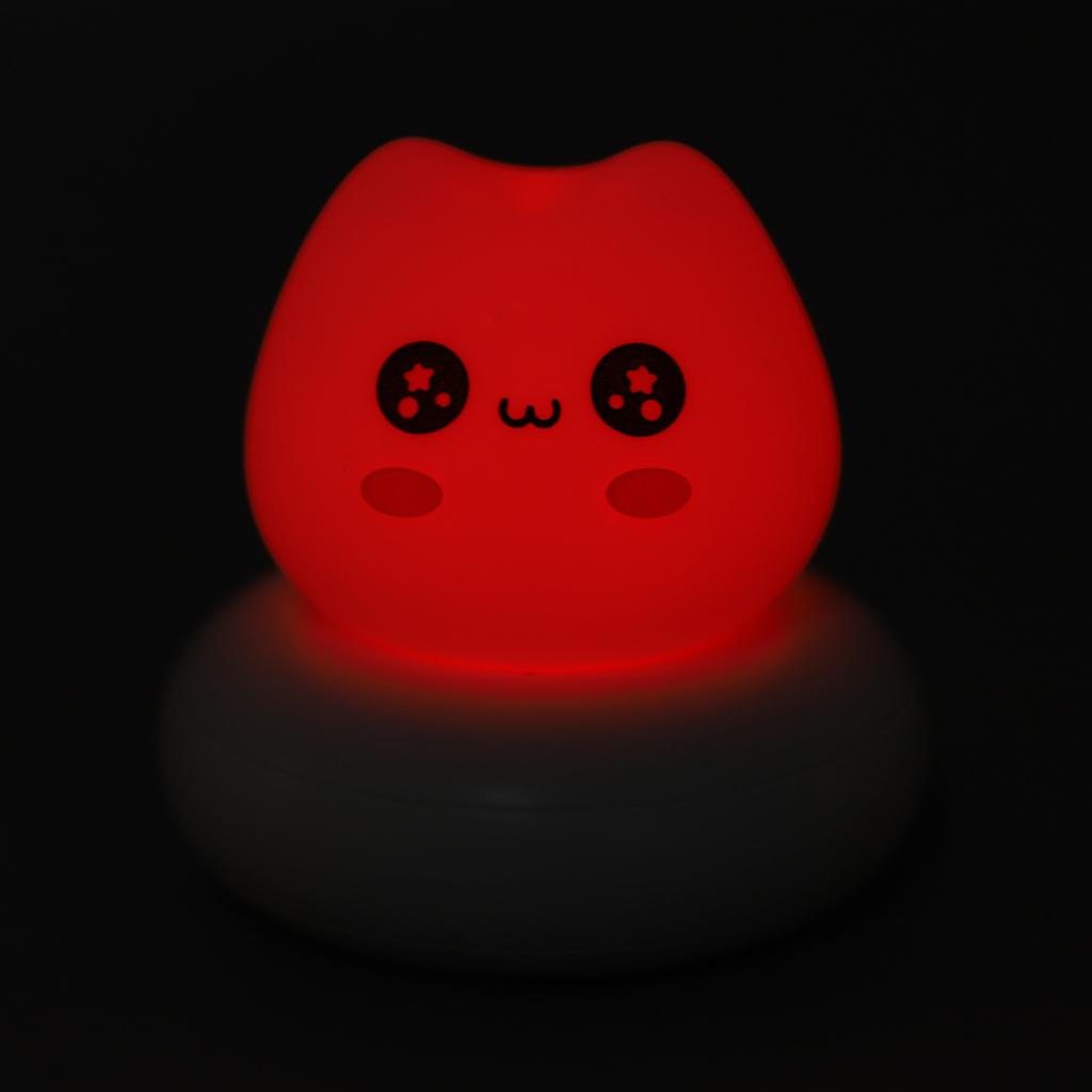 LED Cat Night Light for Kids Battery Powered Multicolor Tap Light Up Silicone Cute Cat Nursery Night Lamp for Baby Children Toddlers