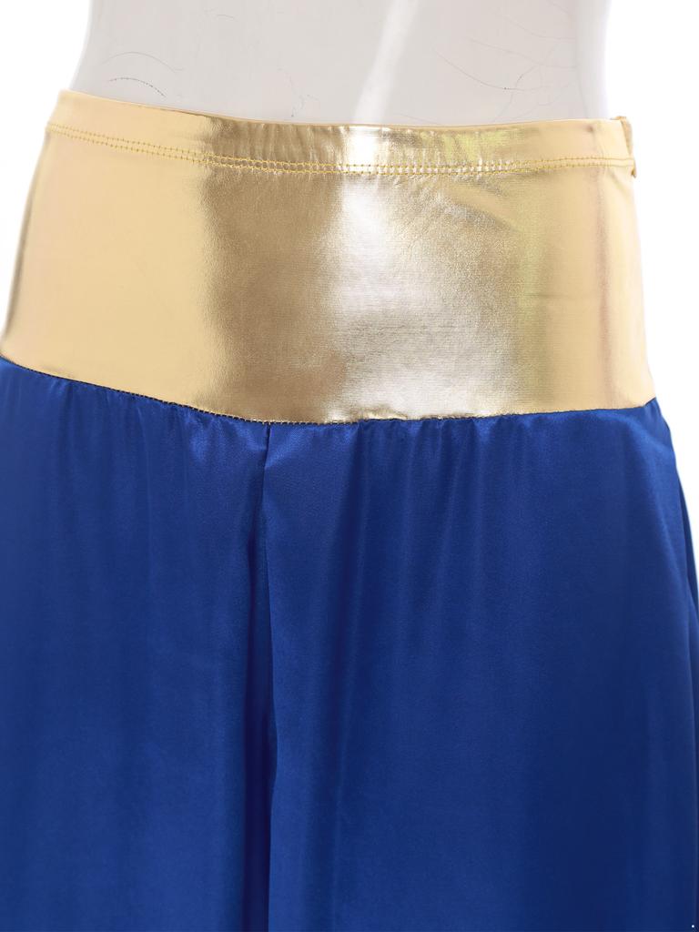 Womens Hippie Harem Pants Magical Lantern Style Metallic Shiny Patchwork Design Arabian Princess Costume