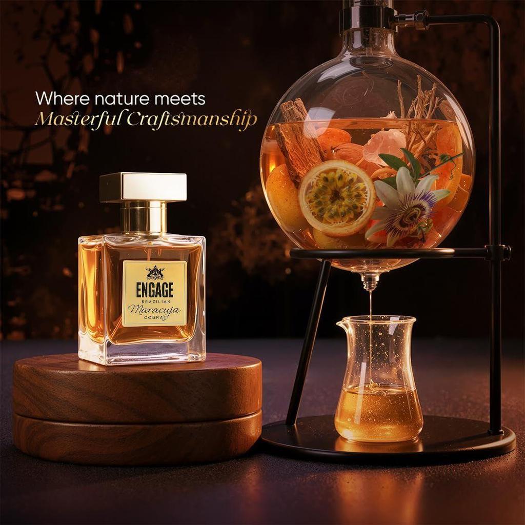 Engage Brazilian Maracuja Cognac Eau De Parfum for Men , Long Lasting Perfume for Man, Amber, Leather & Oud Fragrance Scents, Luxury Perfume for Man