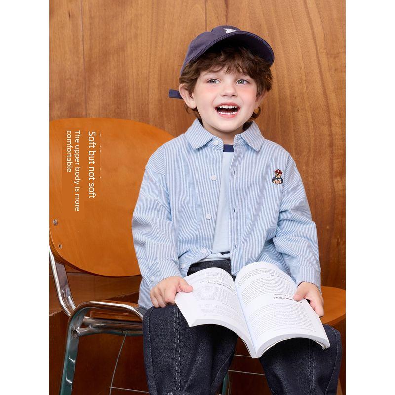 Right European Boys' Bear Series Academy Style Long-Sleeve Shirt 2026 Spring and Autumn New Children's Clothing Baby Top Trendy