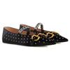 GUCCI Lovelight Series Suede Flat Shoes Women's Black 707697 KND90 1000