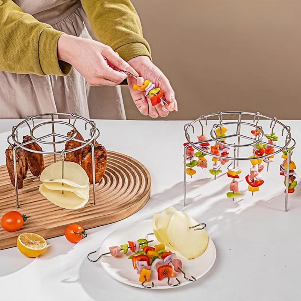 304 Stainless Steel 24-Pin Vertical Skewer Rack for Air Fryers and Ovens