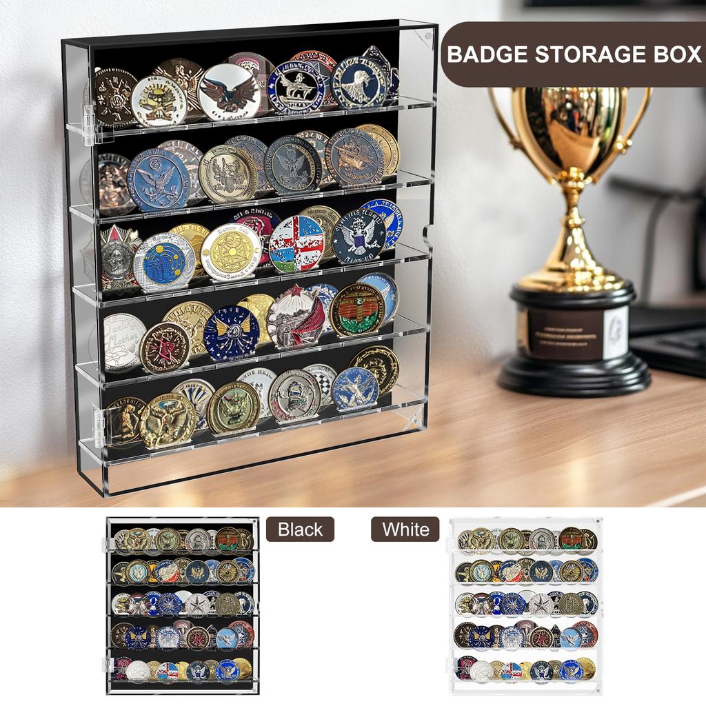 Acrylic Coin Display Box Transparent Magnetic Door Large Capacity Challenge Coin Stand Display Case Wall-mounted Storage Holders