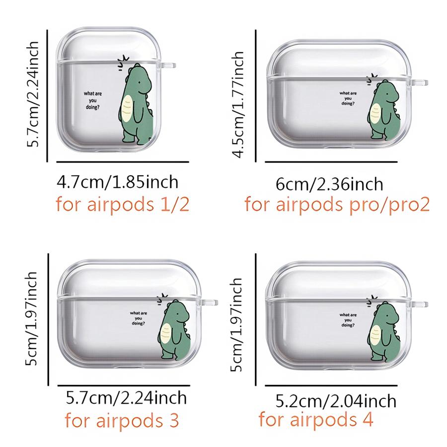 Couple Cute Dinosaur Case For Airpods Pro3 Pro2 3 4 1 2 Pro Clear Earphone Cases Cover
