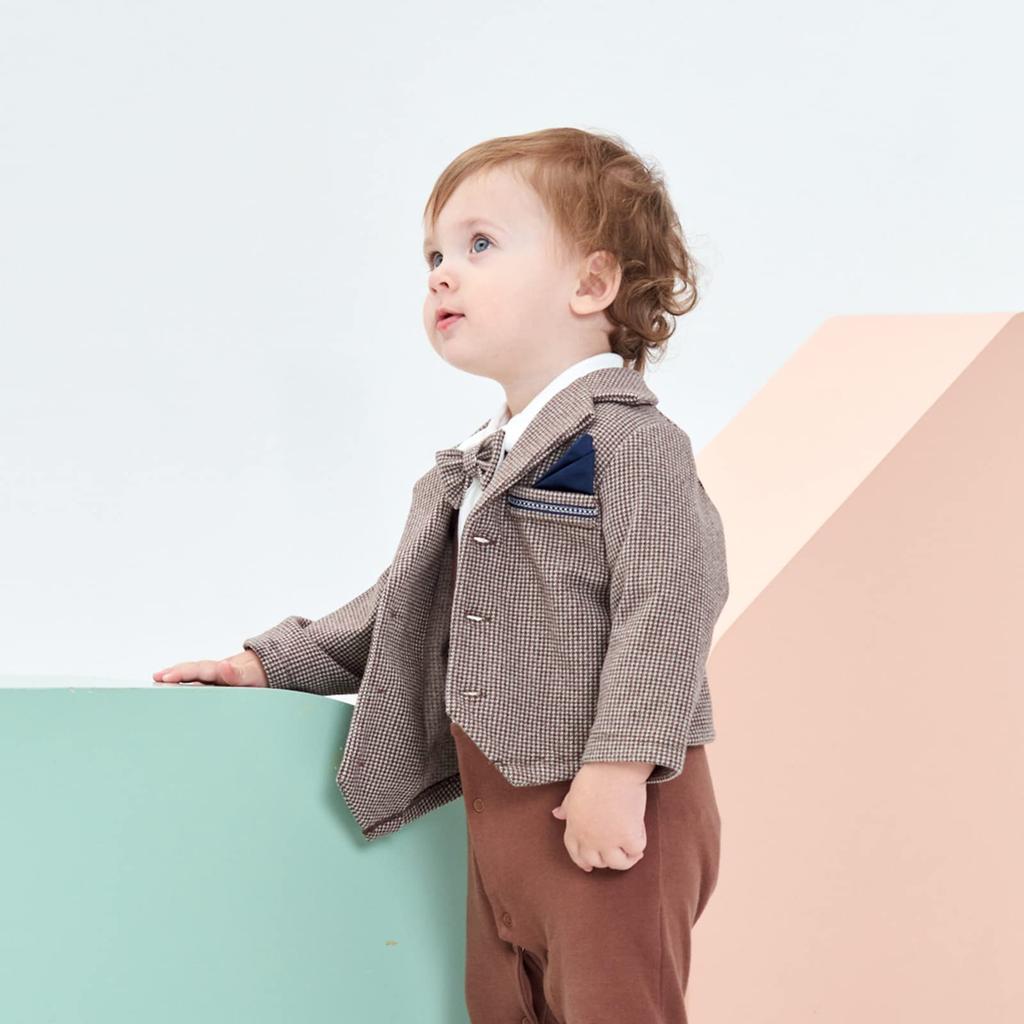 Famuka Baby Long Sleeve Romper Formal Checkered Perfect for and Simple and Stylish Perfect for and Everyday Perfect for Entrance and Graduation