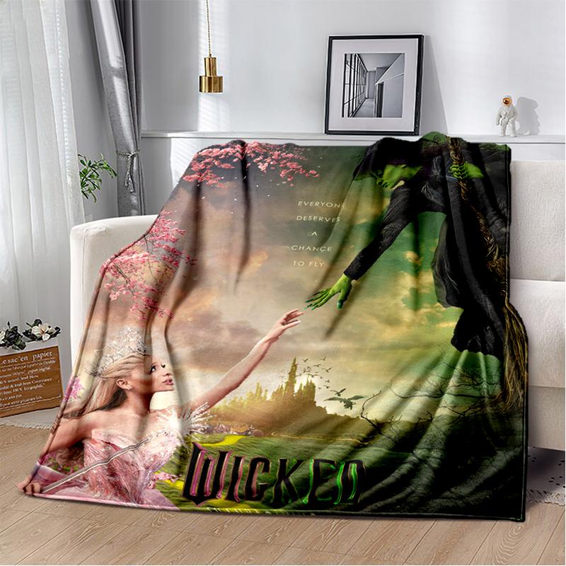 3D Glinda Musical Movie Wicked Cartoon Soft Plush Blanket,Flannel Blanket Throw Blanket for Living Room Bedroom Bed Sofa Cover