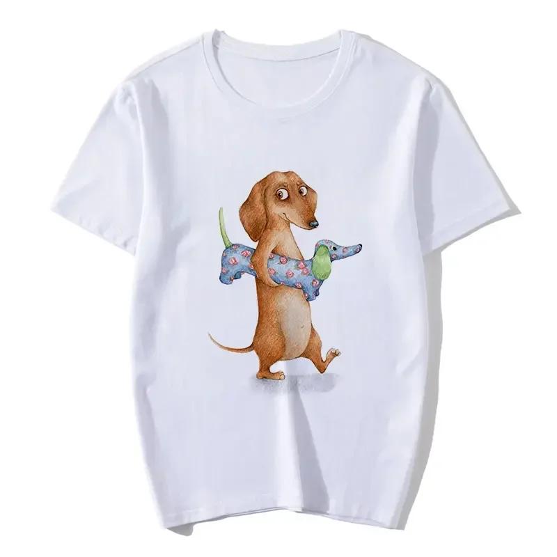 

New Fashionable TShirt Womens TShirt Fun TShirt with Dachshund Design Womens Harajuku Style Cute Aesthetic Streetwear - Men s... 5XL різнокольоровий