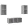 VidaXL TV Stand Set 3 Pcs, Concrete Grey Chipboard
