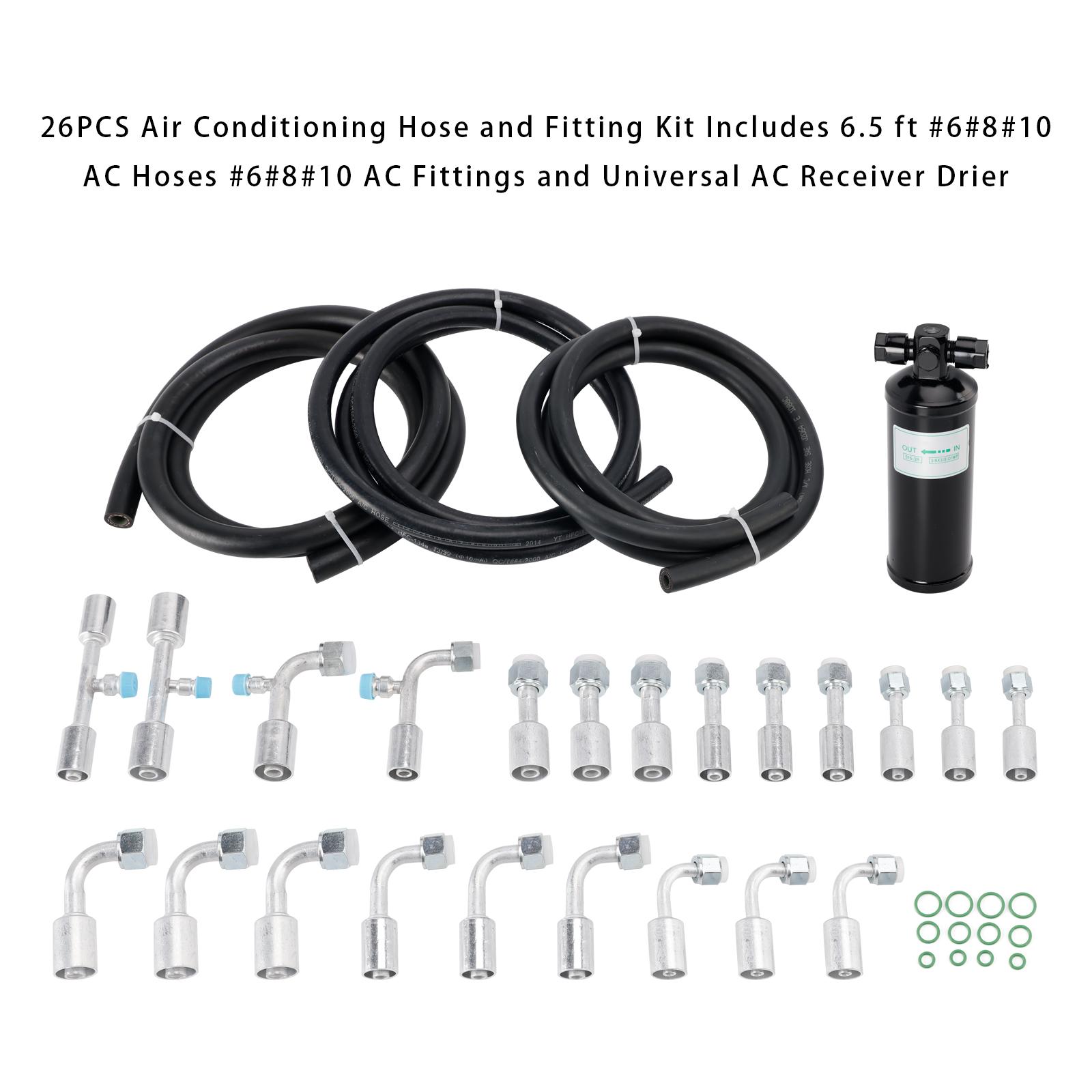 

Набор шлангов и фитингов для кондиционера из 26 шт. Включает шланги AC #6#8#10 длиной 6,5 футов