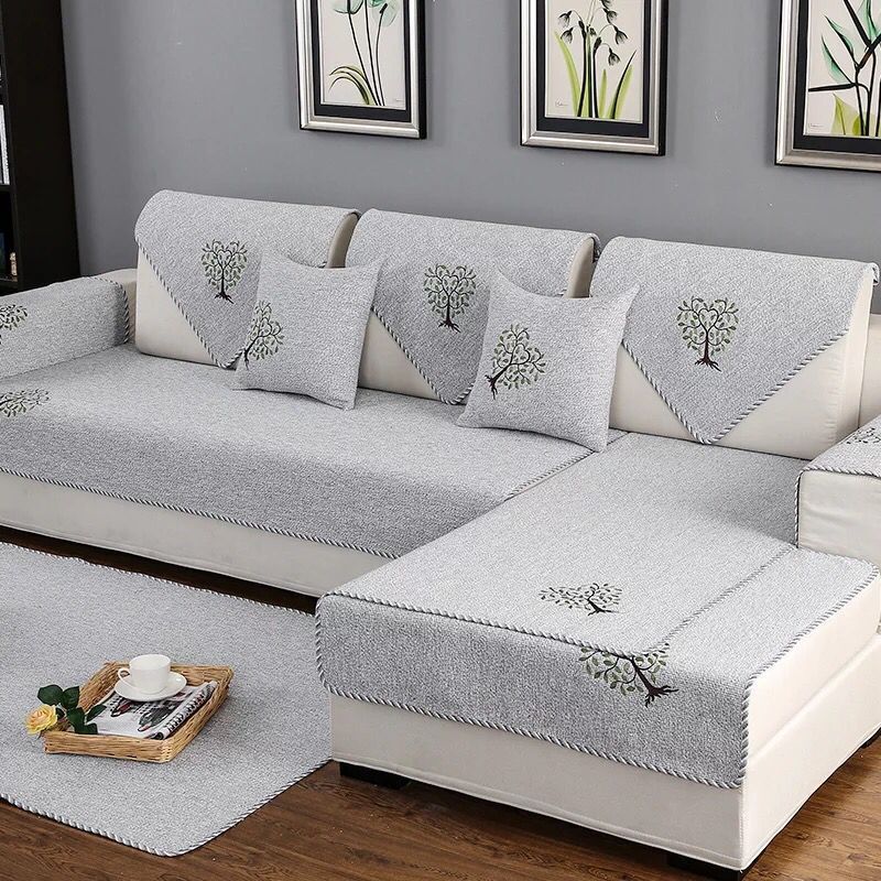 Cotton and linen fabric sofa cushions, non-slip cushions, all-season universal, simple, modern cotton and linen woven cushions