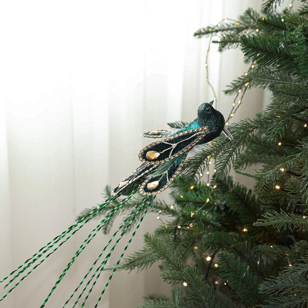 Realistische Glitzer-Weihnachts-Vogel-Ornamente Feder-Glitzer-Simulationsvogel-Dekor mit Clip Simulierte Weihnachtsbaumdekoration