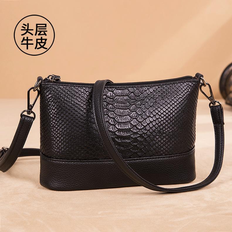 First layer cowhide women's bag new fashion leather shoulder messenger bag women's trendy versatile crocodile pattern small square bag