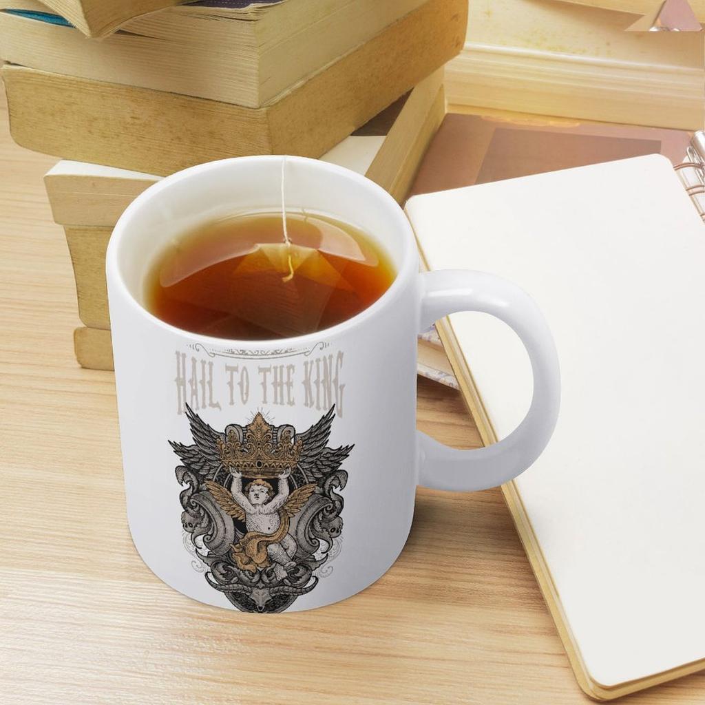 11oz Weiße Keramiktasse mit Glattem Henkel und Beidseitig Bedrucktem Design, Perfekt für die Küchen- und Arbeitsgetränkeroutine