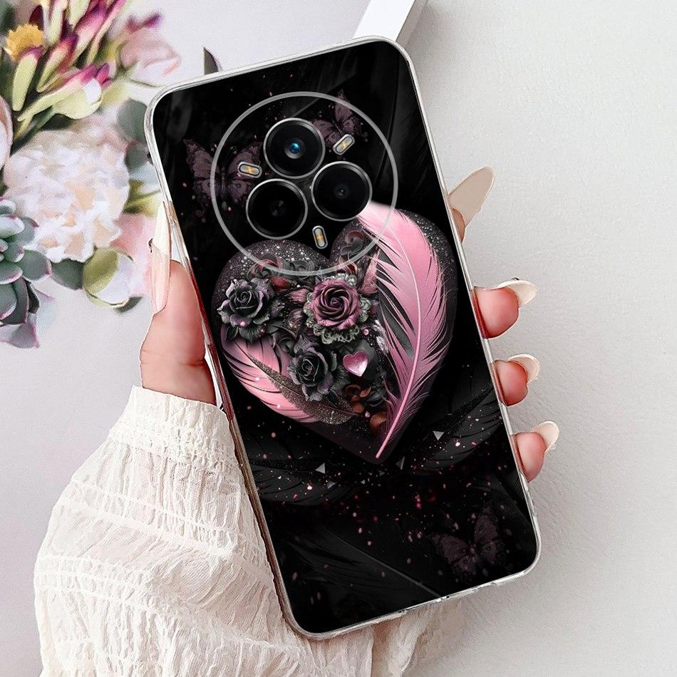 For Realme 14 Pro 14Pro+ Elegant Floral Cat Printed Phone Case For Realme 14 Pro Plus 14Pro 5G Soft Silicone TPU Cases