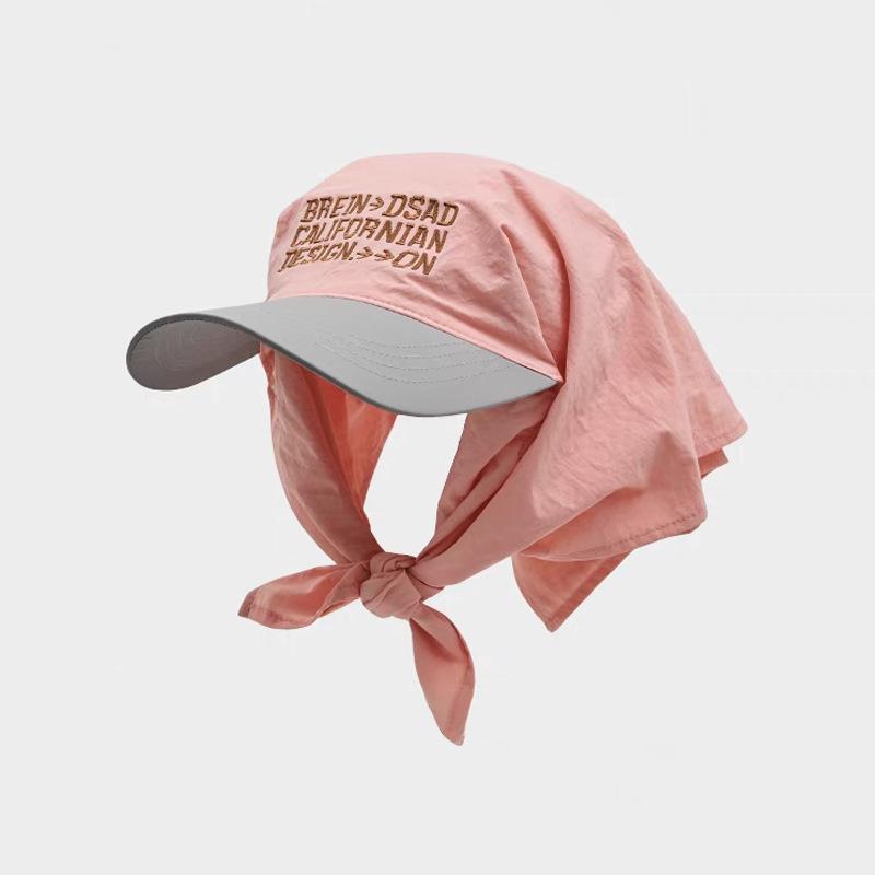 Headscarf Hat,Women, Embroidered Letters, Duckbill Hat, Men's Summer, Color Blocking, Triangular Scarf, Baotou Baseball Cap, Personalized Hip-hop Hat