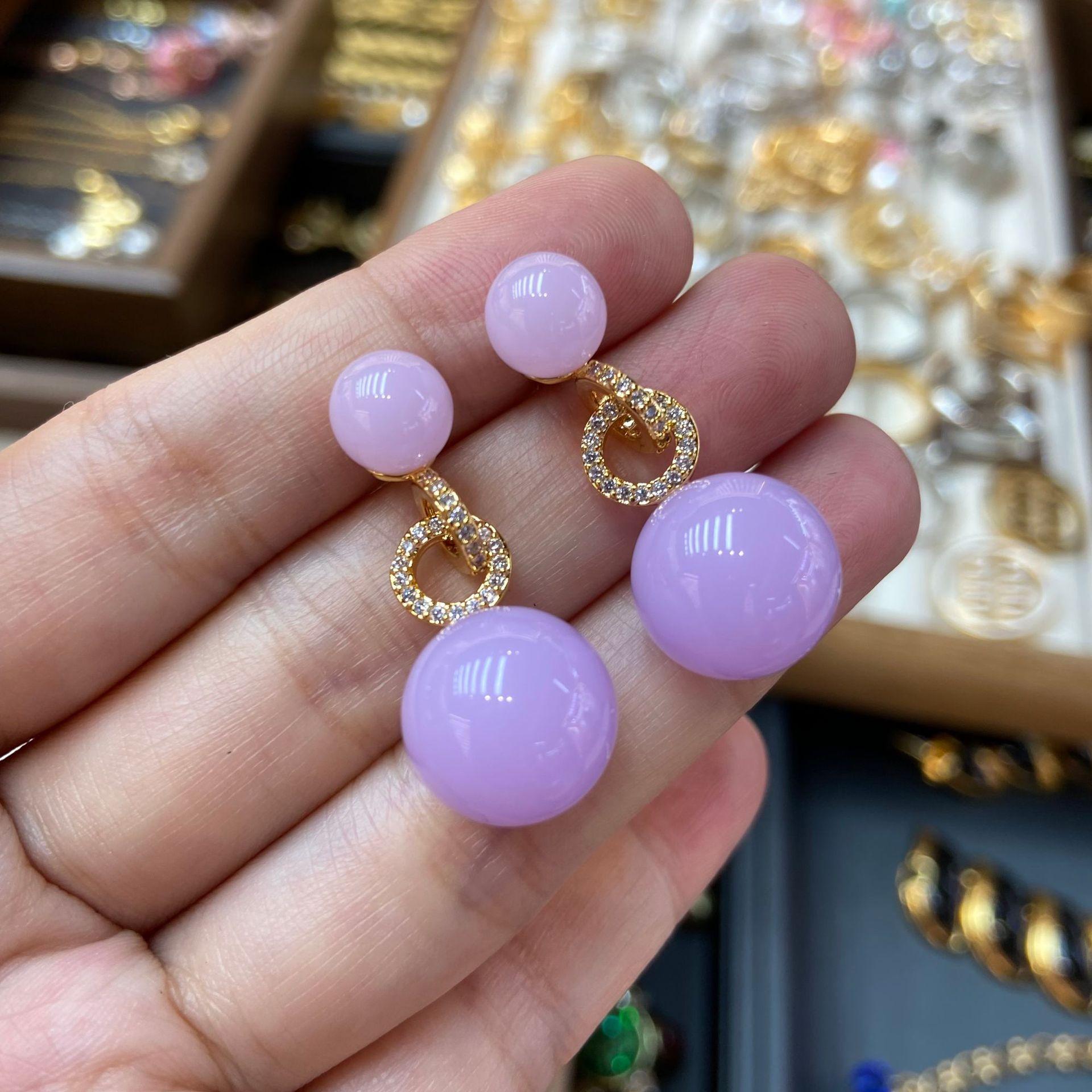 Needle Resin Violet Ice Purple Earrings Bead Earrings Earrings Niche Design Fashion Temperament Earrings