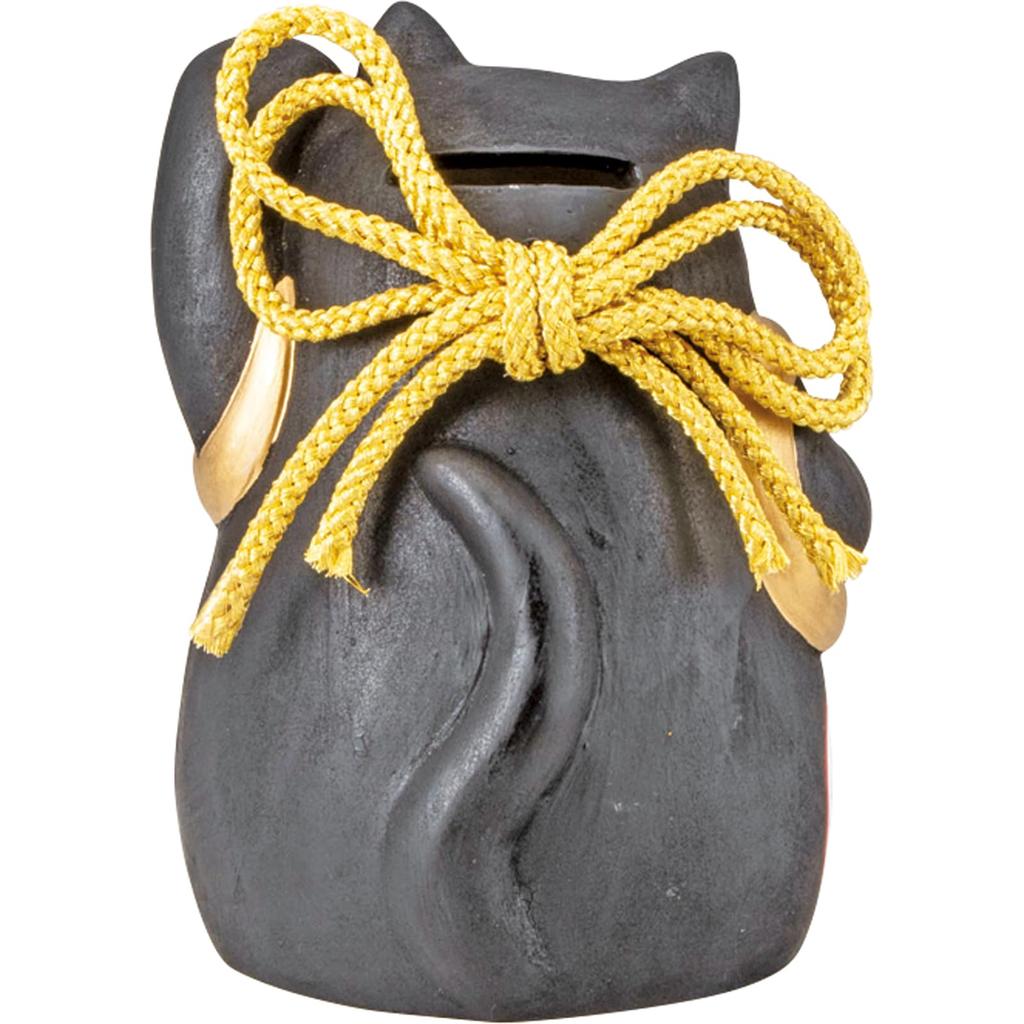 Cute New Piggy 9 X Japanese Cat Made In "Kabuki Cat" Maneki-neko Bank, Approx. 12cm, Gift, Concierge, Merchandise, Black, Japan, San4578-2