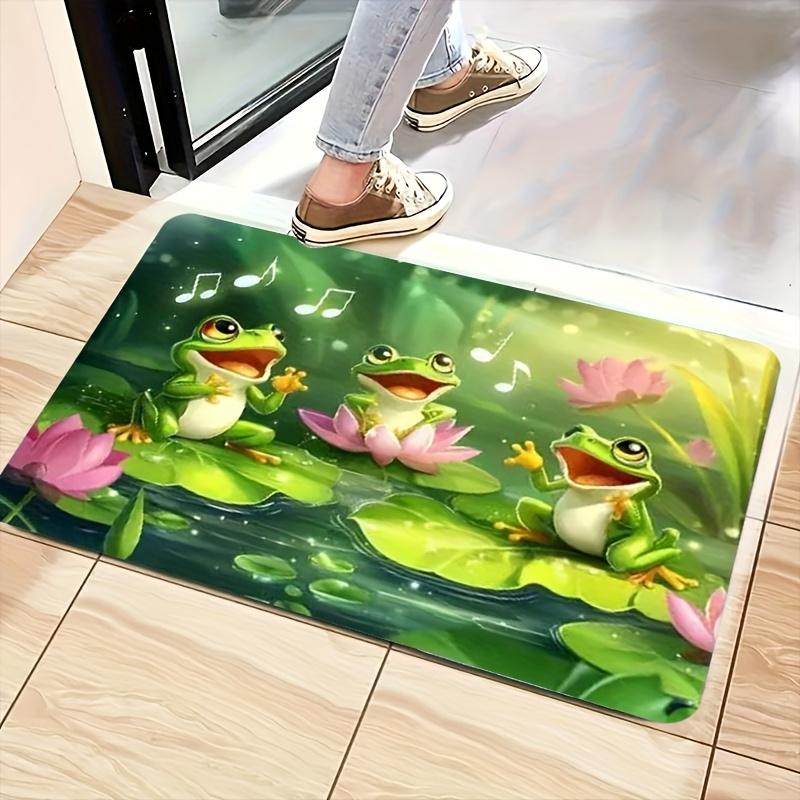 1Pcs Anti Fatigue Kitchen Rugs,  Frogs  Print Waterproof Non-Slip Thick Cushioned Kitchen Mat Heavy Duty Comfort Standing Mat for Kitchen