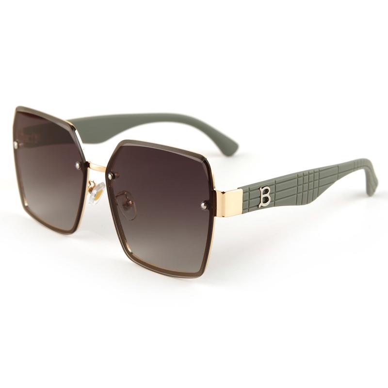 New metal rimless sunglasses women's high-end plain makeup versatile sunshade anti-ultraviolet sunglasses