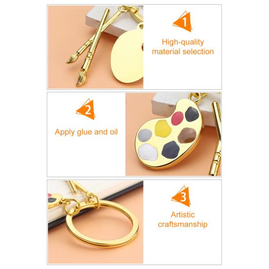 Palette & Paintbrush Keychain Pendant Creative Art Theme Keychain Portable Keychain