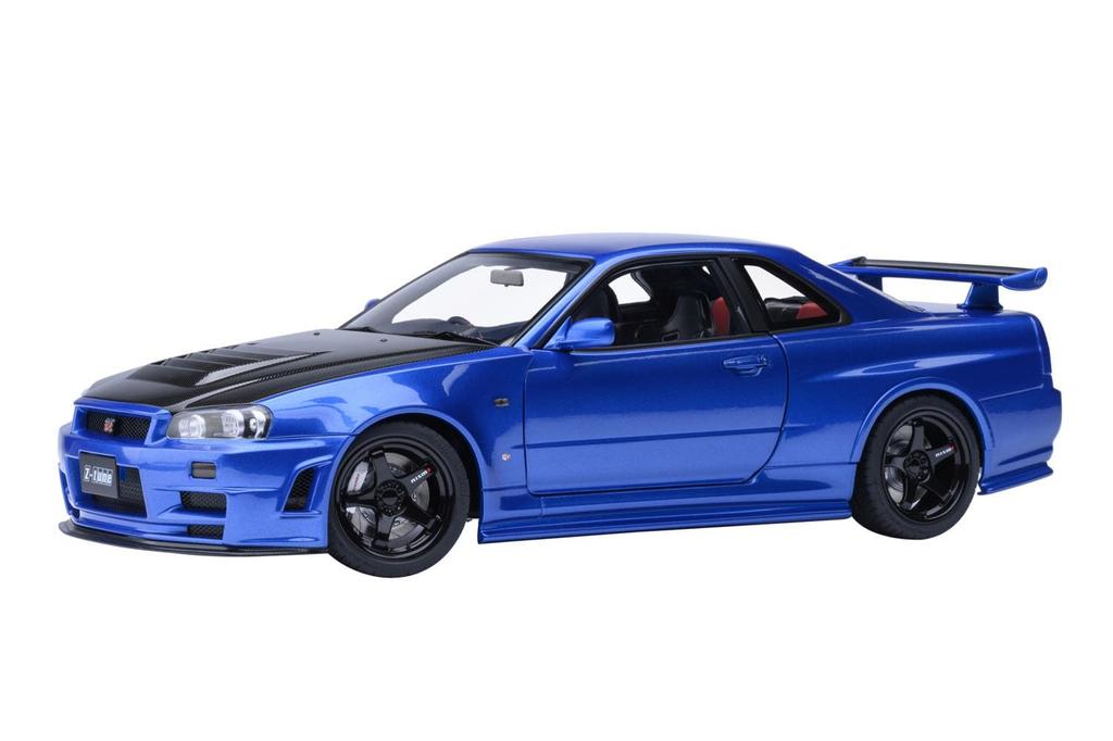 AUTOart Scale Nismo R34 Bayside Black Bonnet Finished Product 1/18 GT-R Z-tune Blue/Carbon