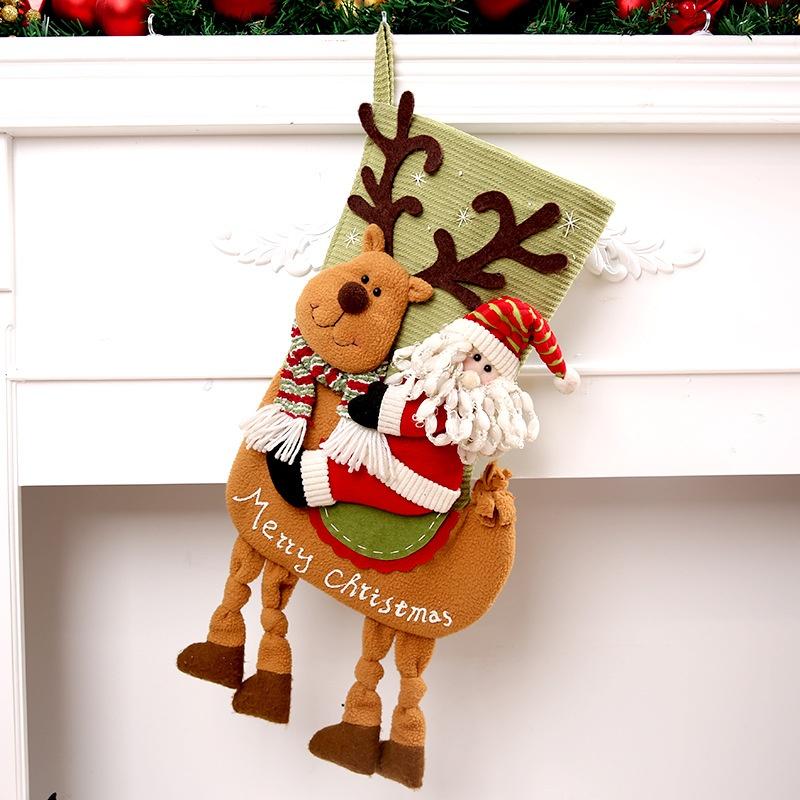 Christmas Decoration Riding Deer Old Man Snowman Gift Socks Children Christmas Gift Socks Window Pendant