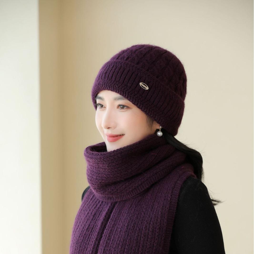 

Зимние шапки для женщин Бабушка Теплая шерстяная шапка Плюс бархат Толстая защита ушей Пожилая женщина Мама Вязаная хлопковая шапка One size