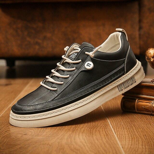 

Мужские повседневные кроссовки из искусственной кожи, летние прогулочные туфли, мужские низкие туфли, модные мужские вулканизированные туфли, кроссовки на мягкой платформе 44 чёрный