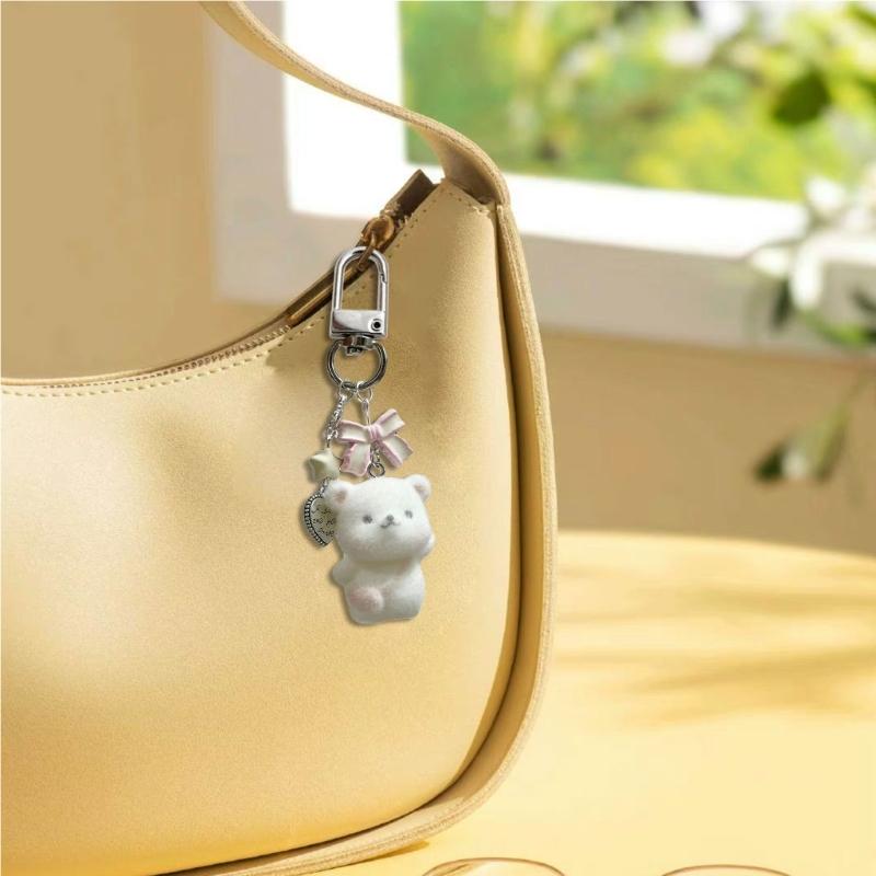 Soft Toy Bear Key Chain Stylish Ornament Resin Key Ornament Purses and Keys Pendant Handmade Detail for Durability