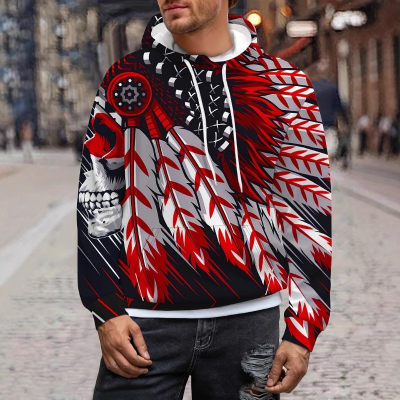 Autumn Winter Plus Size Hoodie 3D Digital Print Tree Tiger Skeleton Fish Print Plus Size Loose Casual Pullover Hoodies & Sweatshirts Men’