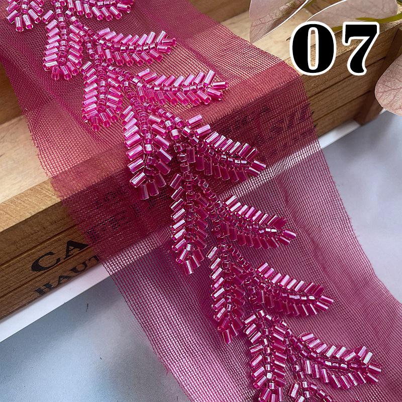 20yards Wheatear Leaf Beaded Lace Trim Embroidery Beading Ribbon Applique Trimming Tape DIY Sewing Clothing Accessories