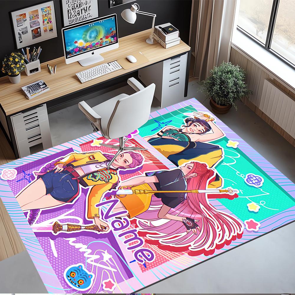 Custom Name KPop Demon Hunters Printed Carpet,Rug for Office Chair Living Room Bedroom Kitchen Room Decor Gifts.