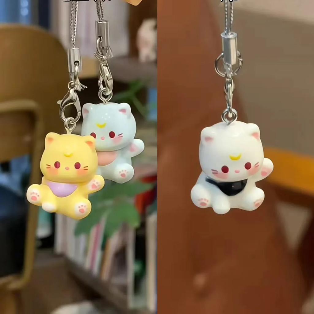 Fashion New Cartoon Small Cat Cute Keychain Phone Chain Resin Keyring Bag Pendant Couple Key Chains Gifts Women for Jewelry