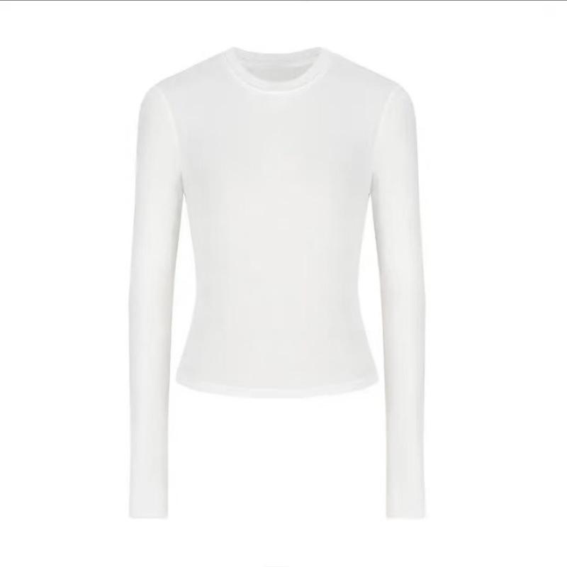 Women's Gray Slim-Fit Long-Sleeve T-Shirt: Korean Style, Autumn/Winter Base Layer