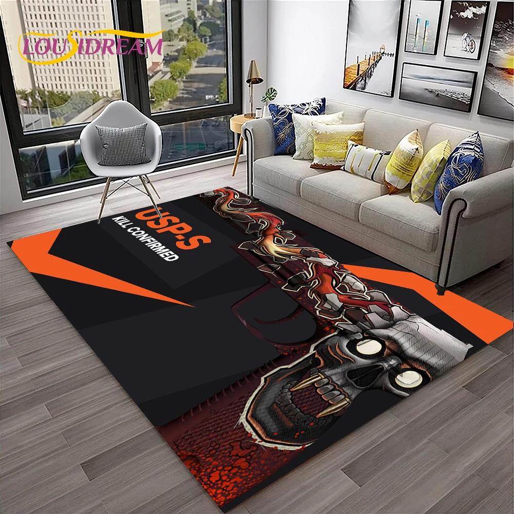 Gewehrmesser Pistolenpatrone USP, AK, M4, AWP, Gewehrteppich für Zuhause, Wohnzimmer, Schlafzimmer, Sofa, Fußmatte, Dekor, rutschfeste Bodenmatte für Kinder