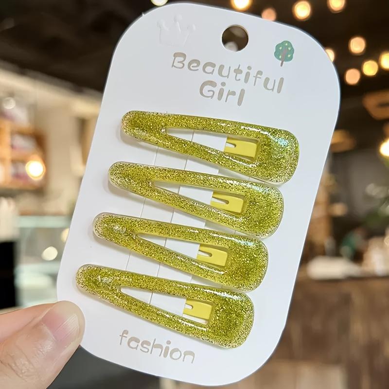 4pcs/set Shiny Acrylic Hair Clips - Gentle and Non-damaging Princess Style Girl Hair Accessories