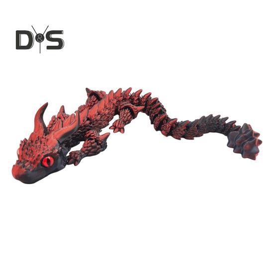

Игрушка дракон, напечатанная на 3D-принтере, фигурка дракона с подвижными суставами, игрушка-фиджет для снятия стресса, дракон для студентов и офисных работников S красный черный