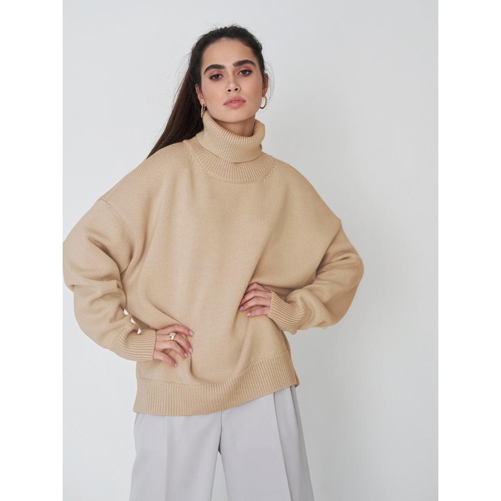 2025 Women's Turtleneck Sweater Solid Color Loose Knitwear Autumn Winter Fashion Ins Style Pullover