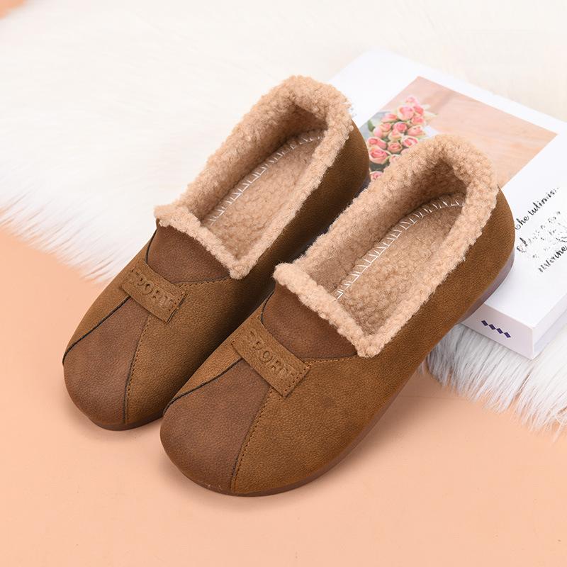 Новая повседневная флисовая и утепленная хлопковая обувь для женщин модная универсальная и теплая обувь-бобы 41 кофейный 1990₽