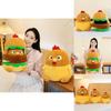 Adorable Hamburger Chicken Plush Toy Cute Yellow Chicken Doll With Soft Filling